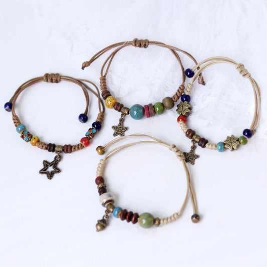 Ethnic Style Mori Temperament Bracelet: Easy - to - Match Jewelry Clover Five Star