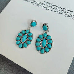 Ethnic Style Retro Turquoise Ear Studs - Unique Earrings Earrings