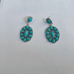 Ethnic Style Retro Turquoise Ear Studs - Unique Earrings Earrings