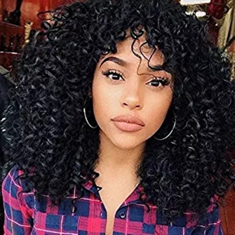 European & American, African Short Curly Hair Wigs Black