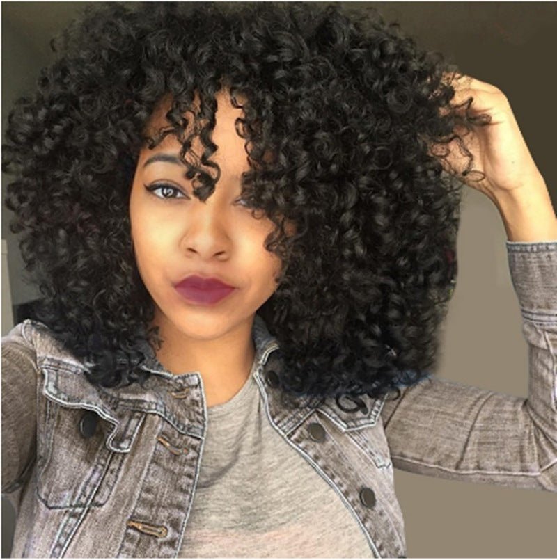 European & American, African Short Curly Hair Wigs Black