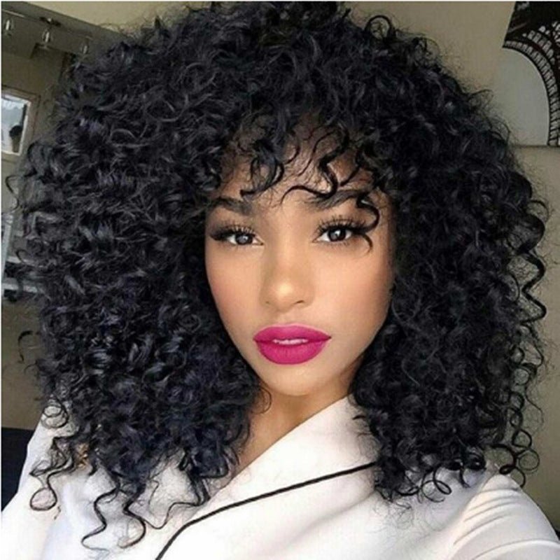 European & American, African Short Curly Hair Wigs Black