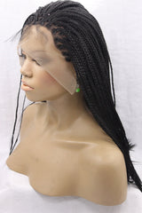 European - American Black Scorpion Front Lace Fiber Wig Set Black