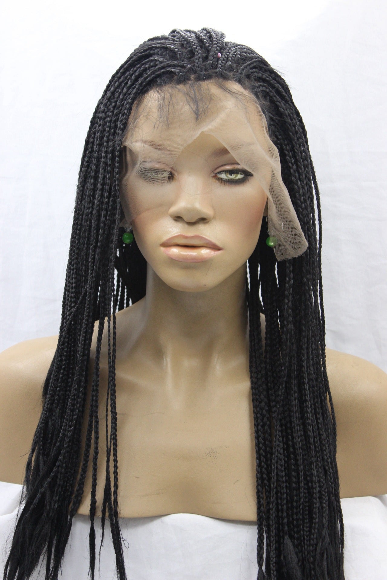 European - American Black Scorpion Front Lace Fiber Wig Set Black