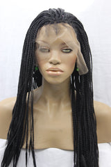 European - American Black Scorpion Front Lace Fiber Wig Set Black