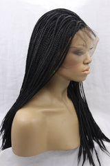 European - American Black Scorpion Front Lace Fiber Wig Set Black