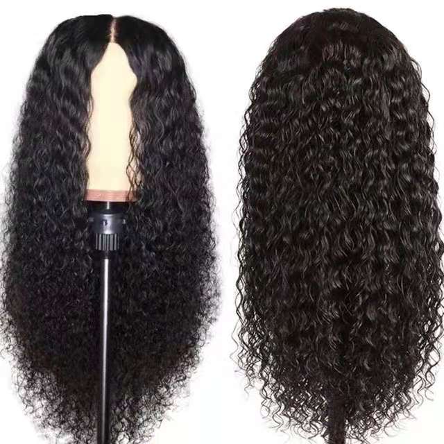 European & American Front Lace Long Curly Wig Black rose net