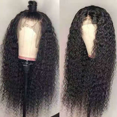 European & American Front Lace Long Curly Wig Black rose net