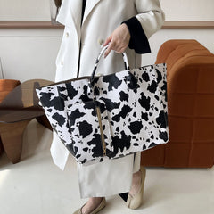 European - American Genuine Leather Tote Mother Handheld Women's Bag Cow print