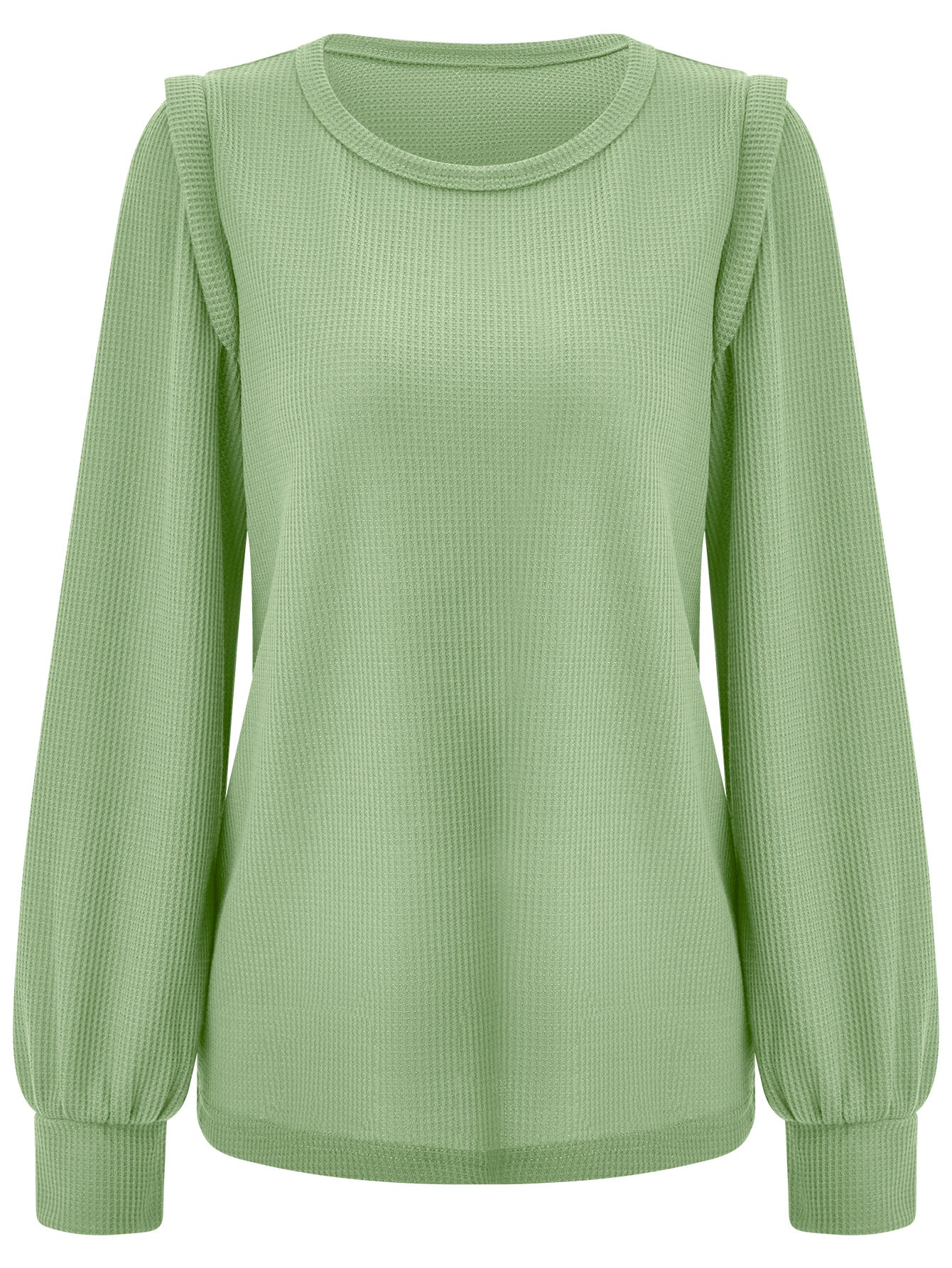 European And American Fashion Knitted Long - sleeved Top Light Green