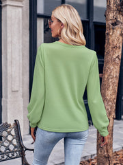 European And American Fashion Knitted Long - sleeved Top Light Green