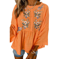 European And American Leisure Style Loose Round Neck Pullover Orange