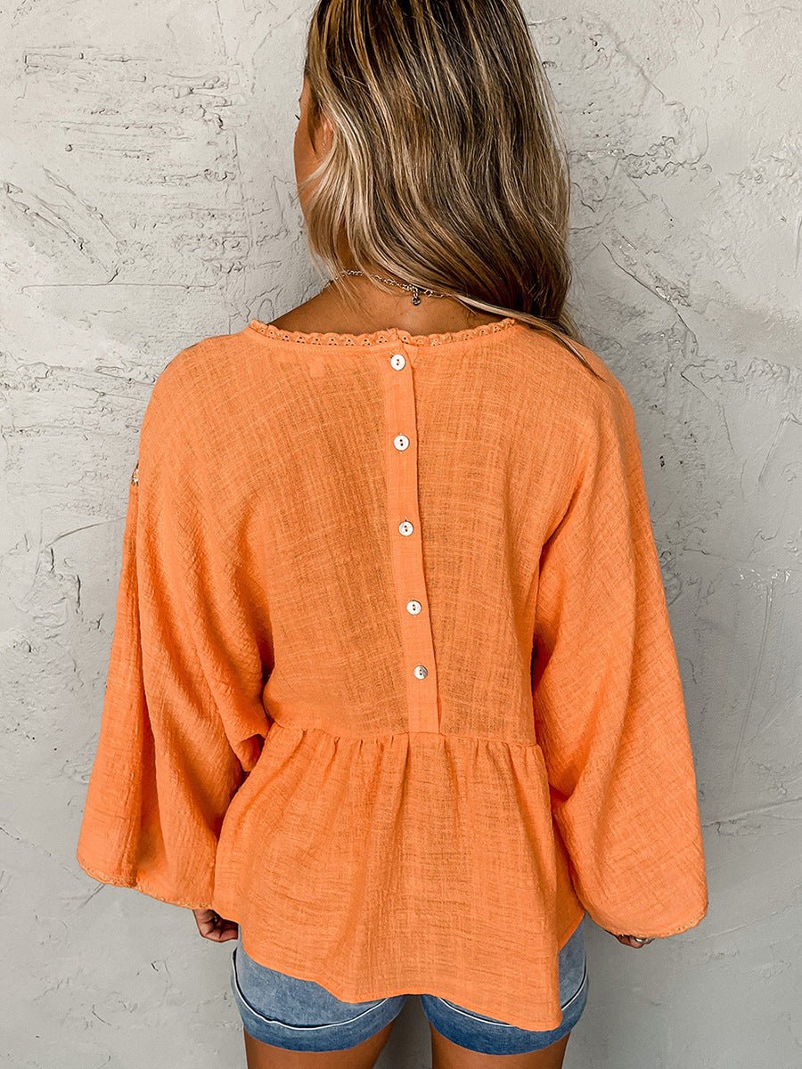 European And American Leisure Style Loose Round Neck Pullover Orange