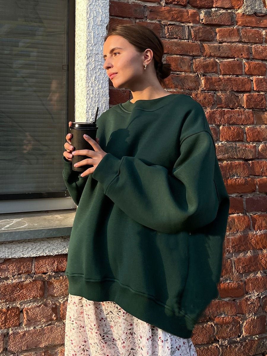 European and American Loose Sweater Dark Green