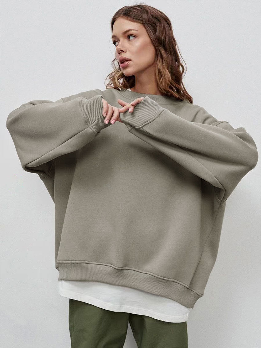 European and American Loose Sweater Light Gray