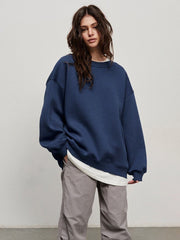 European and American Loose Sweater Navy Blue