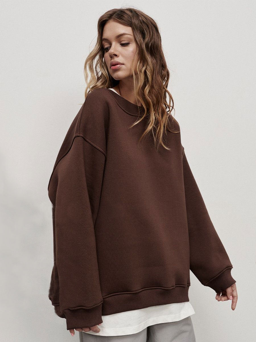 European and American Loose Sweater Coffee Color