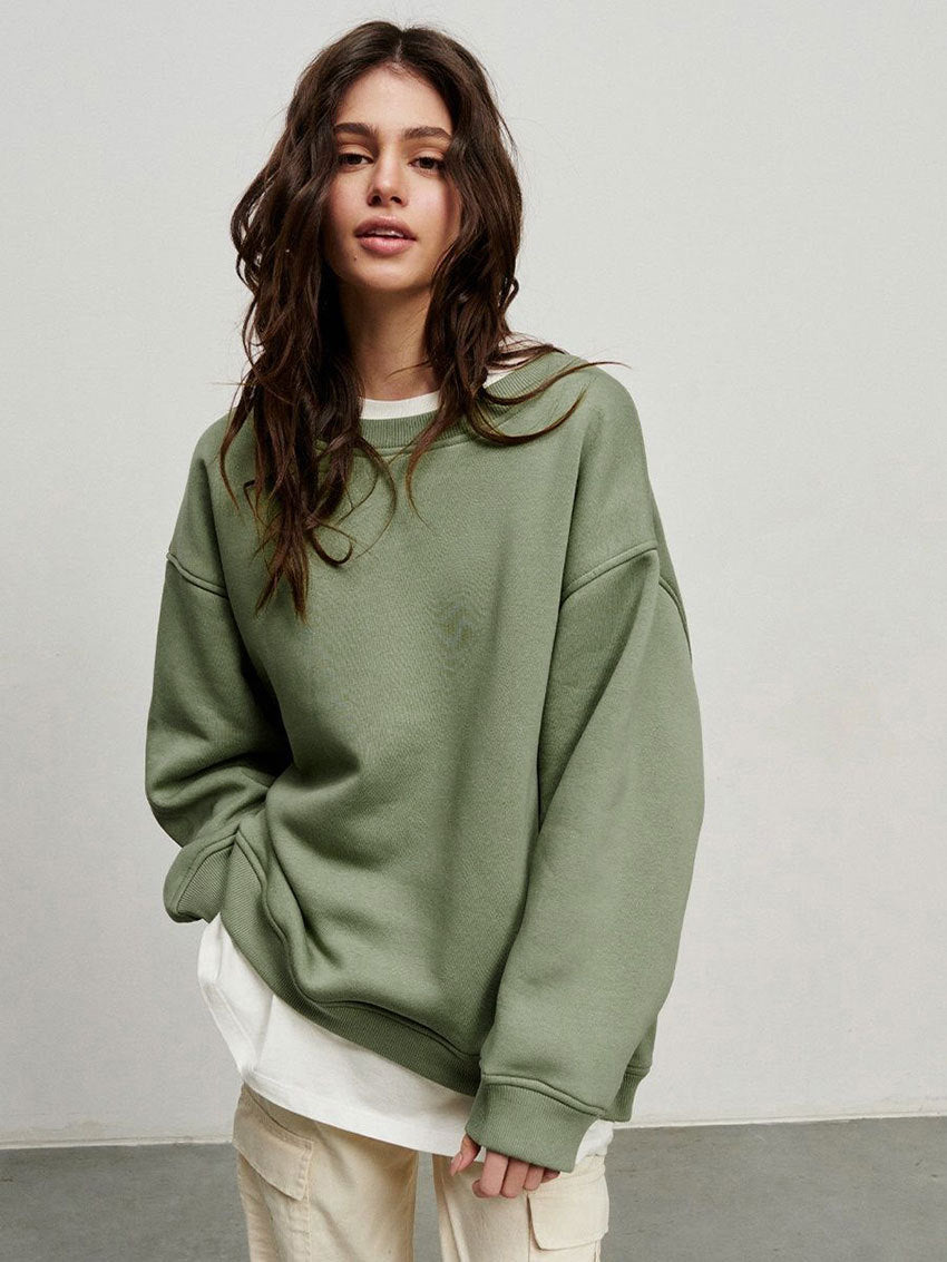 European and American Loose Sweater Olive Green