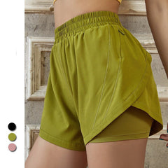 European And American Running Shorts Summer Perfect Shorts Mustard Green