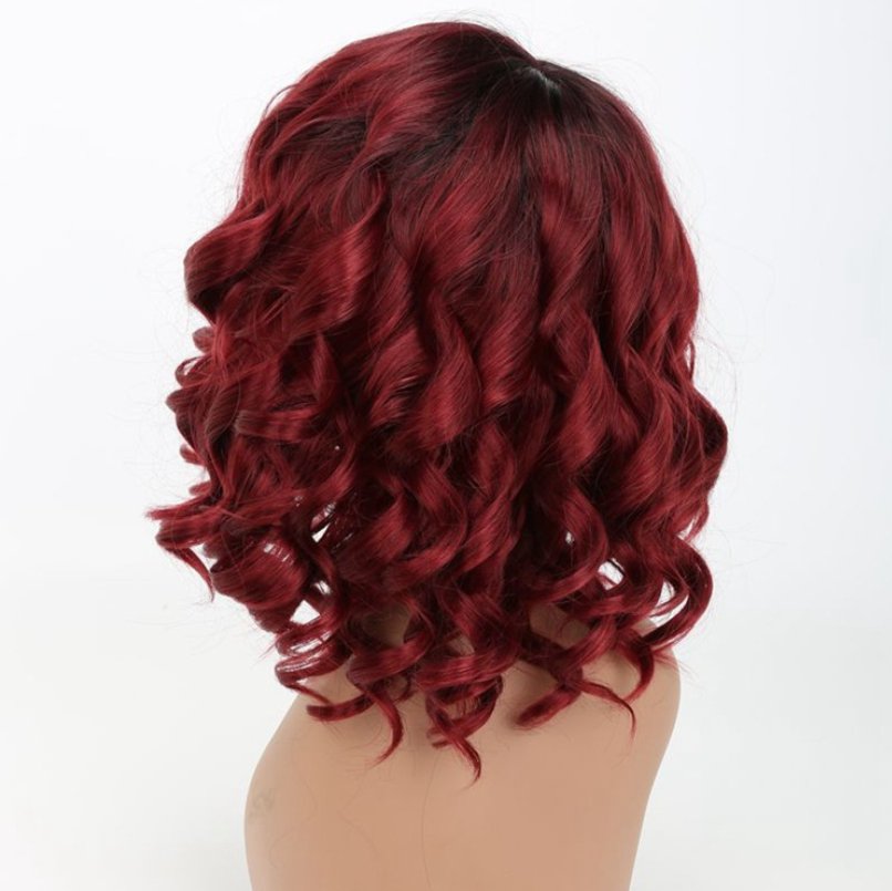 European Beauty Wig Headgear for Elegant Hairstyling Wine red