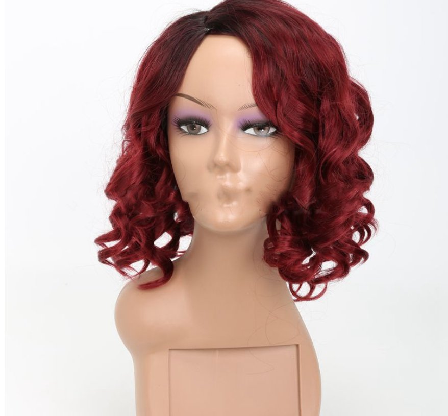 European Beauty Wig Headgear for Elegant Hairstyling Wine red