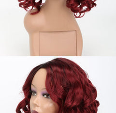 European Beauty Wig Headgear for Elegant Hairstyling Wine red