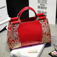 European fashion brand leather handbags Red trumpet
