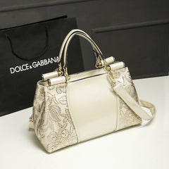 European fashion brand leather handbags White trumpet