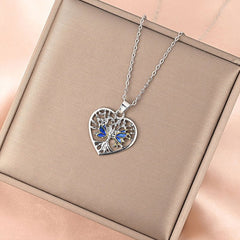 Exquisite Creative Tree Of Life Butterfly Pendant Necklace Silver