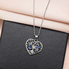 Exquisite Creative Tree Of Life Butterfly Pendant Necklace Silver