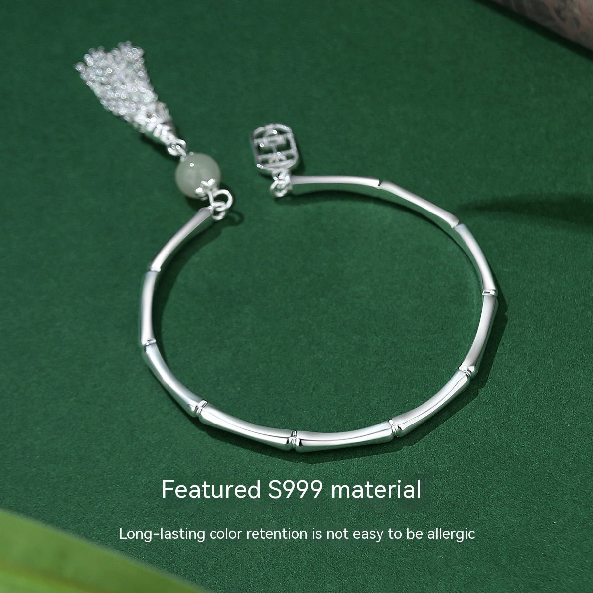 Exquisite Design: Pure Silver Tassel Opening Hand Bracelet Bracelet