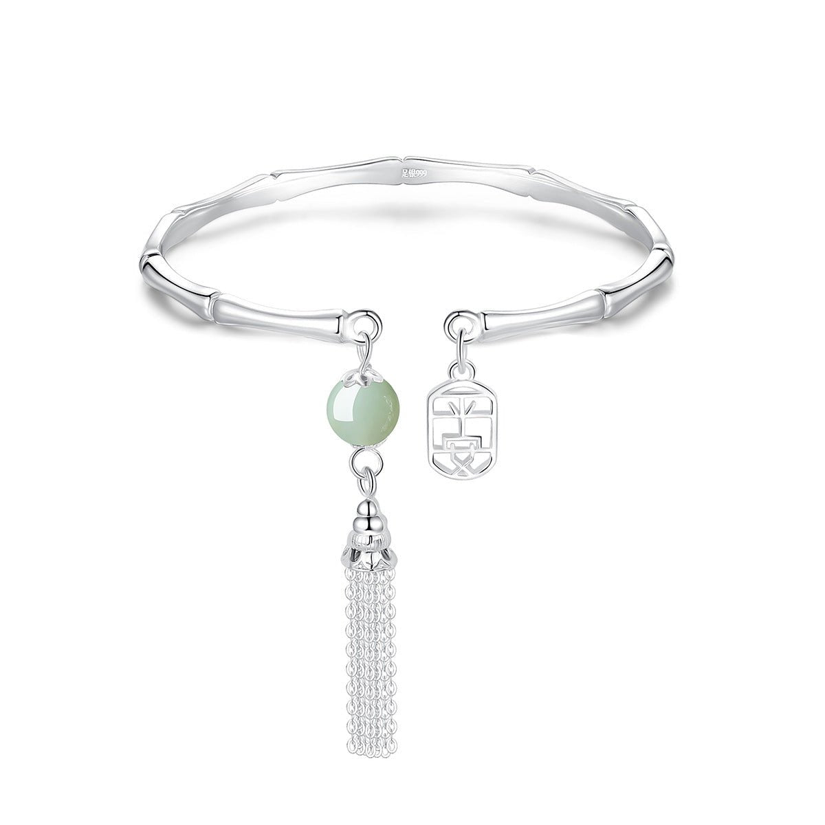 Exquisite Design: Pure Silver Tassel Opening Hand Bracelet Bracelet