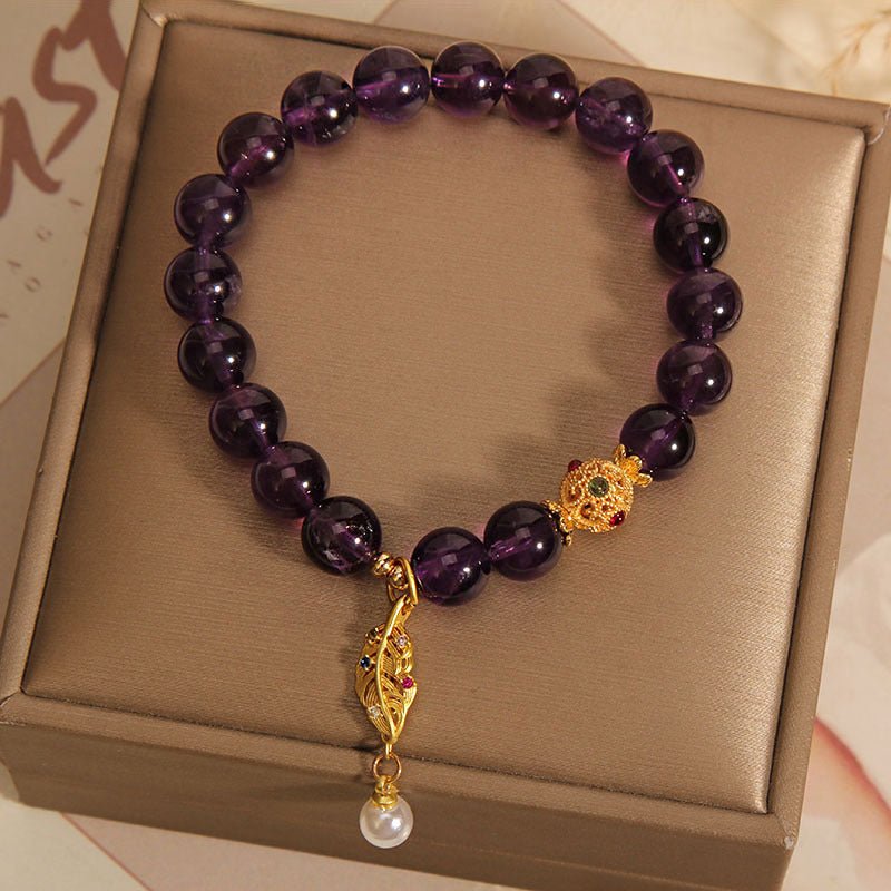 Exquisite Fashion Retro Purple Crystal Beaded Bracelet Purple