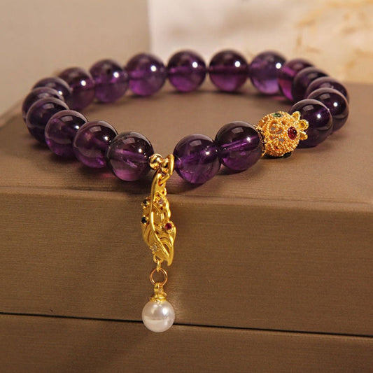 Exquisite Fashion Retro Purple Crystal Beaded Bracelet Purple