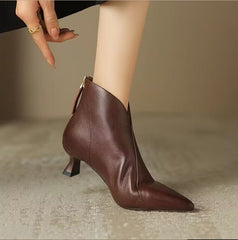 Pointed Toe Kitten Heel Short Boots For Women