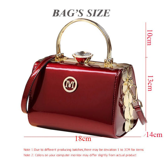 Fashion All - match Texture Middle - aged Ladies Leather Handbags Single Shoulder Bag Wine Red