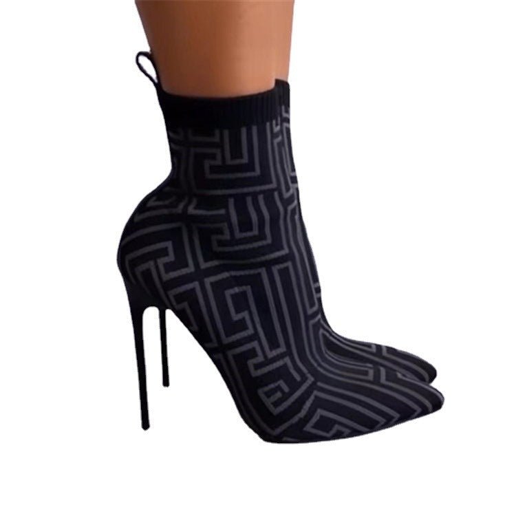 Fashion Ankle Boots Women Thigh High Heel Boots Apricot