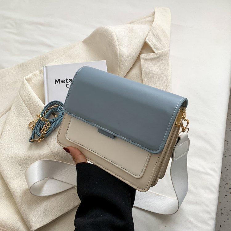 Fashion Broadband Chain Messenger Small Square Shoulder Bag Blue