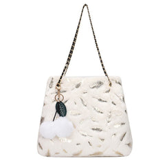 Fashion Casual Plush Chain Shoulder Messenger Bag for Women Black