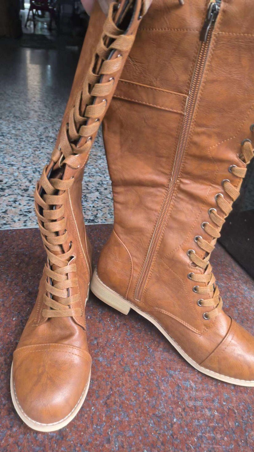 Fashion Cross Strap Knight Boots Women Black