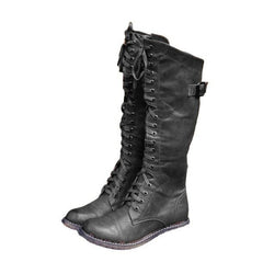 Fashion Cross Strap Knight Boots Women Black