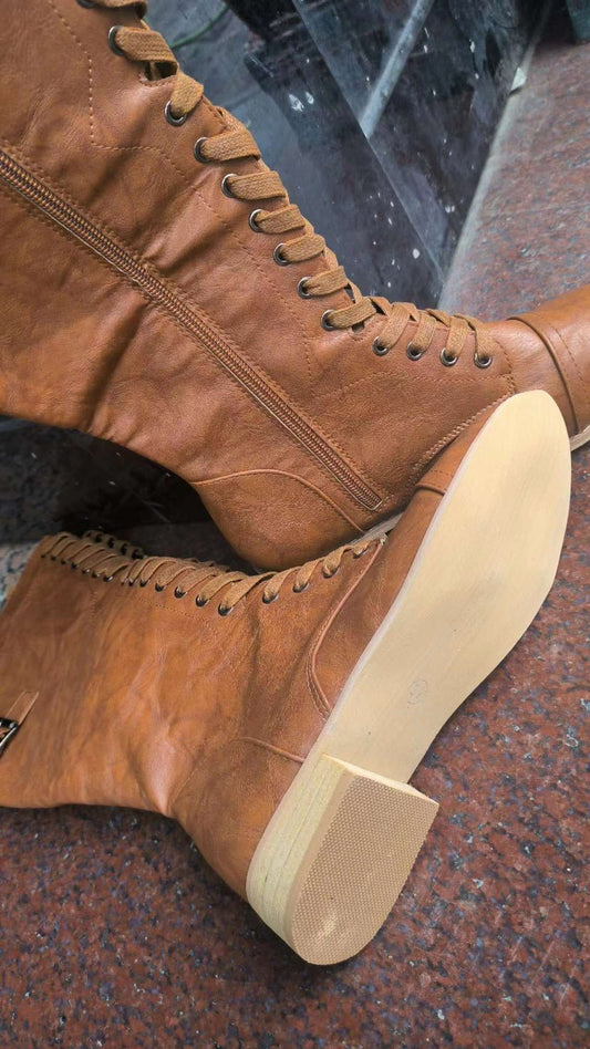 Fashion Cross Strap Knight Boots Women Black