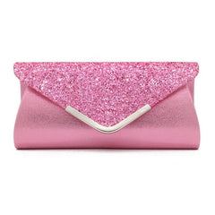 Fashion PU Sequined Clutch Stylish Women's Bag Pink