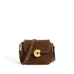 Fashion Retro Genuine Leather Saddle Bag Single Shoulder Crossbody Classic All - match Calf Brown