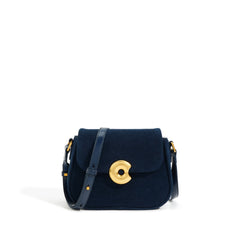 Fashion Retro Genuine Leather Saddle Bag Single Shoulder Crossbody Classic All - match Peacock Blue