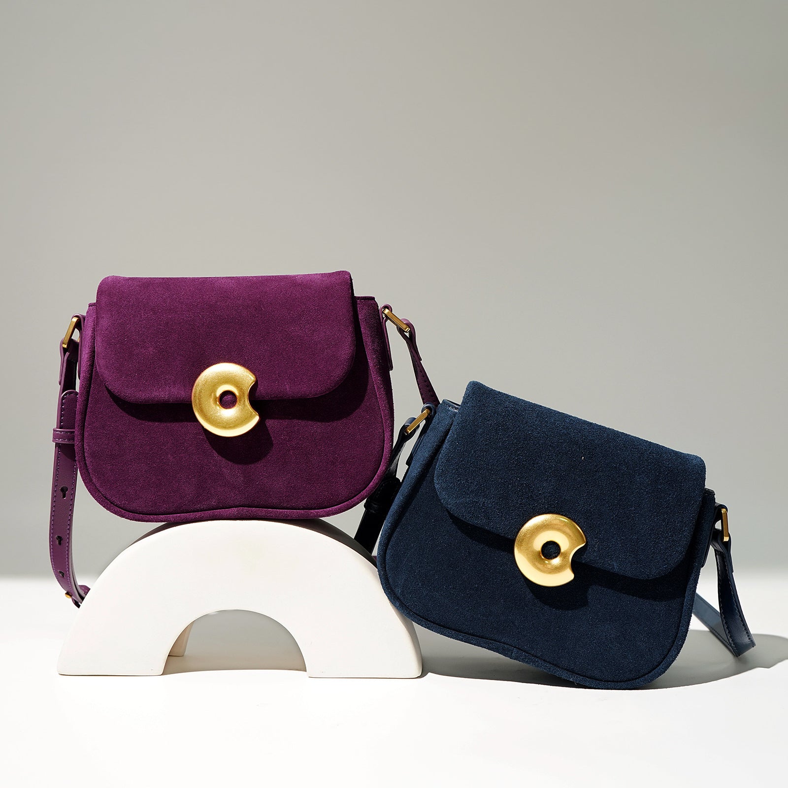 Fashion Retro Genuine Leather Saddle Bag Single Shoulder Crossbody Classic All - match Acai Berry Purple