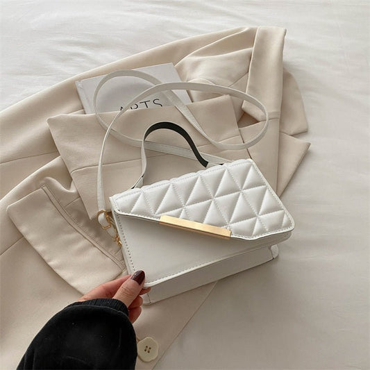 Fashion Rhombus Portable Crossbody Small Square Bag with Clutch White