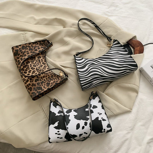 Fashion striped spotted niche handbags leopard print underarm bag Cow pattern