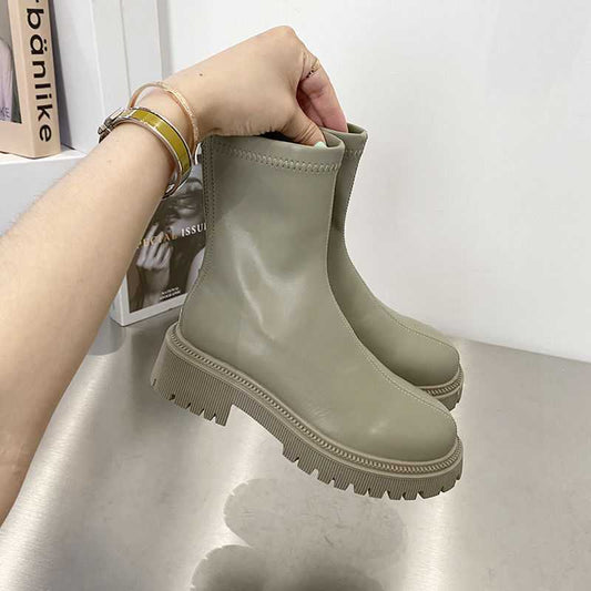 Fashion Warm Thick Soled Martin Boots Women Grey