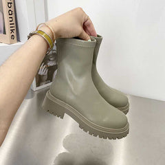 Fashion Warm Thick Soled Martin Boots Women Grey